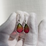 Green & orange Multicolor Quartz　S925(ロジウム）フックピアス❀