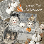 両面印刷デザインペーパー Creepy Doll　Halloween