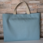 再販＊レッスンバッグ　30×40  くすみブルー×薄ベージュ