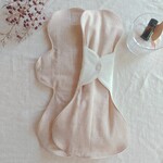 【布ナプキン】無添加コットンフランネルとコットンリネン ピンクベージュ 37cm 6層 2枚セット