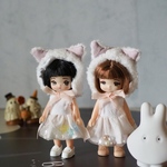 【スター】ハロウィンホワイトワンピとネコボア帽セット　ミキマキちゃんサイズ