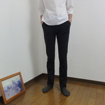 c様ご予約品・(股下丈無料調整)ストレスフリー・スーパーストレッチのスリムストレートパンツ・チャコールネイビー