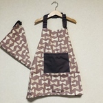 おてつだいエプロン　三角巾　パープルりぼん　100〜110