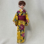 ジェニー・momoko 着物　ハロウィン　マスタード・洋花柄