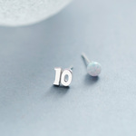 数字＆10月 誕生石 オパール ピアス イヤリング シルバー925