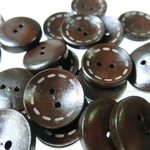 20mm 縫い目のナチュラルブラウンウッドボタン　30個　MA12