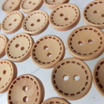15mm 縫い目のナチュラルウッドボタン　30個　MA11