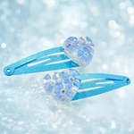 。.: 青いお花*・゜ハートのパッチンピン✽.。勿忘草 ドライフラワー♡わすれな草