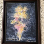 花火　額入り水彩画