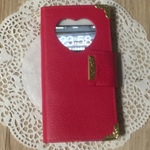 本革のiPhone6　ハートのケース ピンク