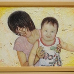オーダー肖像画 // 上鈴木岳陽 油彩画 B4『母娘』sirokuma788様のオーダー作品です!!