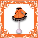 プリンセスラインの編み上げコートワンピース（オレンジ×黒レース）