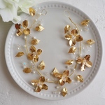 【人気商品♡】ブライダルヘッドドレス　結婚式　卒業式　ブライダルヘアアクセサリー【ゴールド：マットorメタル】