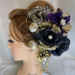 紫　和装 髪飾り ヘッドドレス✾着物 髪飾り