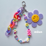 🧸💜smile カラフルストラップ　スマイルビーズ　ストラップ　ビーズアクセサリー　iPhoneケース アクセサリー　プラビーズ　プラチェーン  プラパーツ　