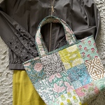 大人なパッチワーク⭐︎ブロックプリントのトートバック