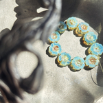 光る【10コセット】JIRI＊IVANA#czech beads#チェコビーズ　tablecut flower11㍉ Aquablue/picasso
