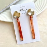 New‼︎ ロング べっ甲スティック×デザインゴールド ピアス / イヤリング / チタンピアス / 樹脂ピアス / シンプル