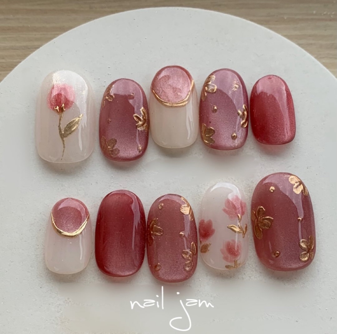 ネイルチップ　ニュアンス　ぷっくりフラワー　マグネット　ブライダルネイル　成人式 ご注文専用】 ニュアンスネイル ぷっくりフラワーネイル