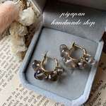 透明感のあるブラウン✨スモーキークォーツ　ラウンドチップ　フープピアス