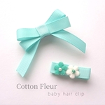 ベビーヘアクリップ*春色 green set