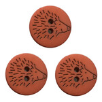 フランス製 ボタン15mm ハリネズミ オレンジブラウン  3個 1663