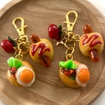 ロールパン　焼きそば　ウインナー　フェイクフード　チャーム　トマト　ミニチュア