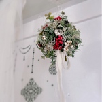 【再販】クリスマスハンギングボール/アーティフィシャルフラワー/ボール型アレンジ/ボールオーナメント/グリーンボール/造花  フラワーボール/クリスマスインテリア/クリスマスオーナメント/ボールブーケ