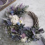 Lune Bonheur＜douce forêt＞＊クリスマスリース＊ハーフリース冬＊北欧＊通年リース＊プリザーブドフラワー＊秋冬ハーフリース＊クリスマス＊ウィンターリース＊クリスマスリース