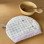 ＊まぁるいグラタンマット＊両面使える 鍋敷き ポットマット バンピードット アイボリーベージュ 北欧花柄
