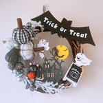 【9月末まで早割】モノトーンでインテリアに合わせやすいハロウィンナイトリース