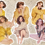 オリジナルステッカー　yellow sweater イエロー系　リラックス　コラージュ素材　