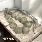 ・HNTK・・・フェルトボール　グレー　ネックレス　N0341