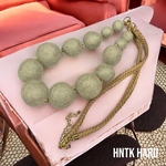 ・HNTK・・・フェルトボール　ベージュ　ネックレス　N0333