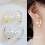 新作　シンプル　18K　高品質　上品　お洒落　大人女子　ぶら下がり　雫　ドロップ　バック　パール　キャッチ　フック　ピアス