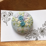 刺繍ブローチ【Ｎｏ．17】 青い薔薇 ブーケ
