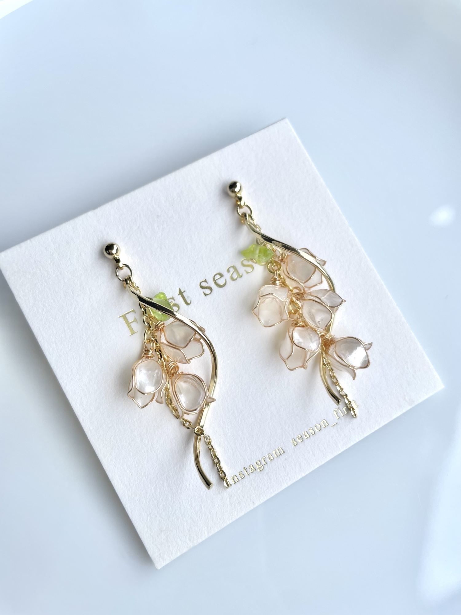 すずらん ピアス・イヤリング スズラン 鈴蘭 ディップフラワー 天然石