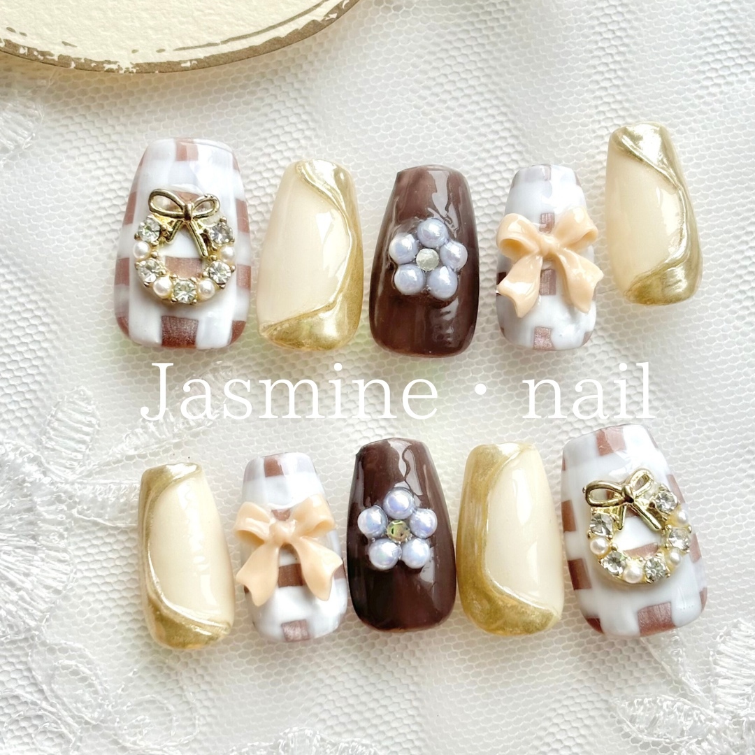 ネイルチップ ネイル フレンチガーリー バレエコア ピンク ニュアンス