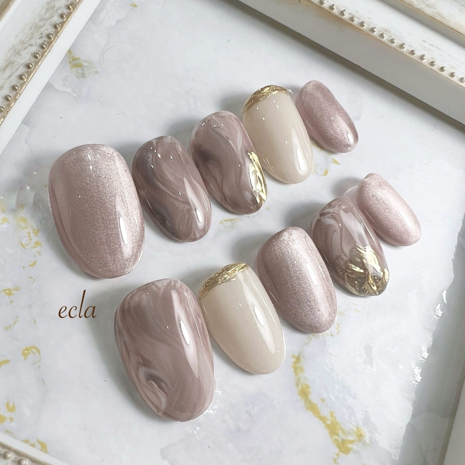 ミルキーグリーン✳︎チェック柄 ネイルチップ - NAIL-ECLA'S GALLERY