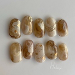 brown×nuance🤎🍫  ネイルチップ   ニュアンスネイル   秋ネイル　ミラーネイル