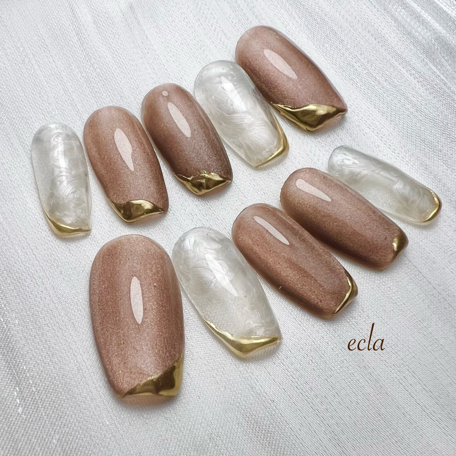 ミルキーグリーン✳︎チェック柄 ネイルチップ - NAIL-ECLA'S GALLERY