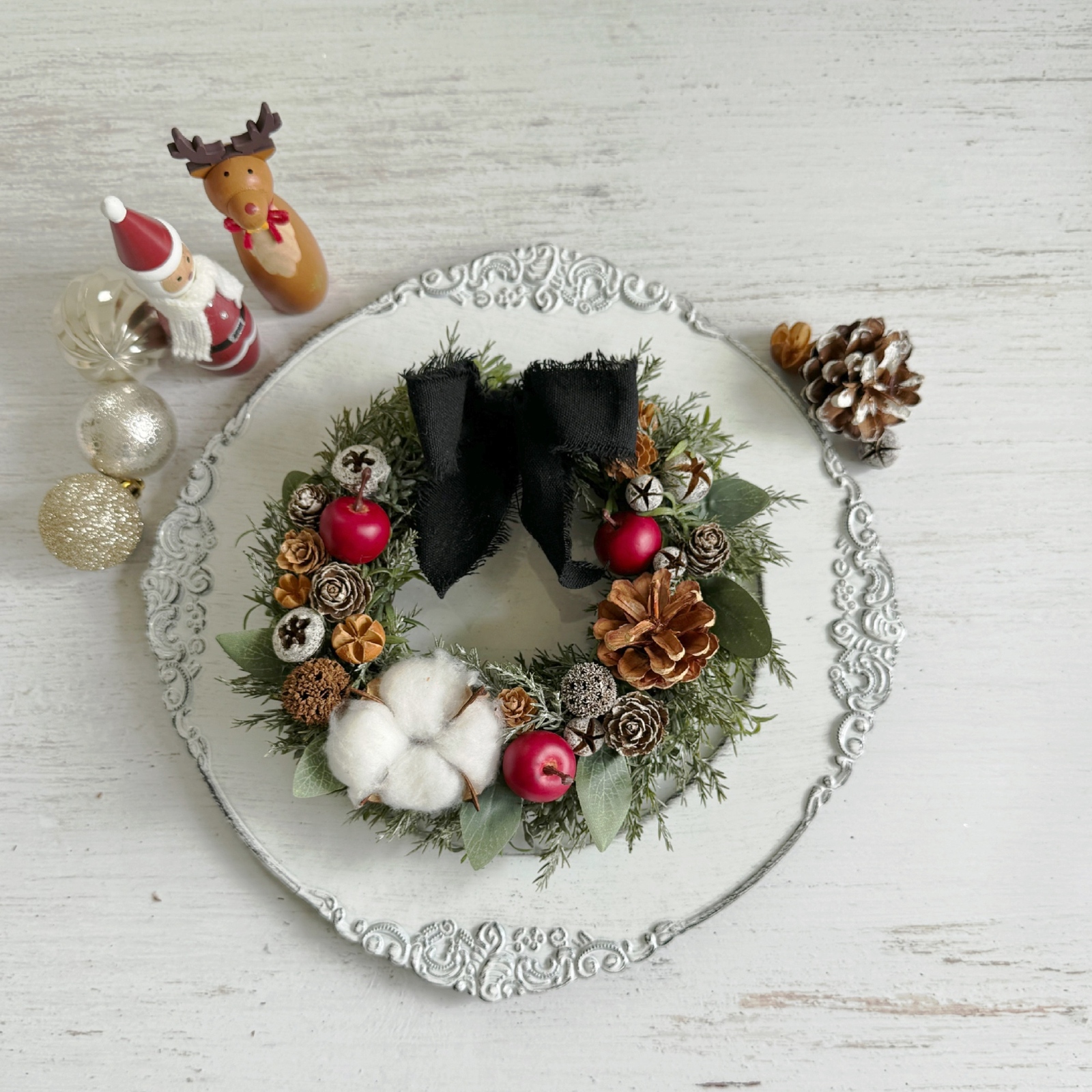 ③フラワーリース ワイヤーアート ワイヤークラフト フラワーアート