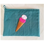 SALE☆ I ♥︎ ice cream clutch bagぺったんこポーチ(グリーン)