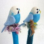 セキセイインコ（ブルー）の羊毛ボールペンＡ