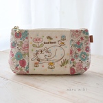 【 水玉 ねこ イラスト】刺繍 ポーチ 🐱ことりとねこ
