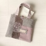 【文庫本トート】ウールツイードとコーデュロイのパッチワーク ミニトートバック