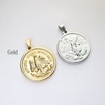 金アレ対応 304L サージカルステンレス 勝利の女神 50ペソ金貨チャーム  1個 ◎ゴールド