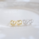 新作　シンプル　18K　高品質　上品　繊細　大人女子　ハート　ライン　シルバー925　ミニ　ピアス