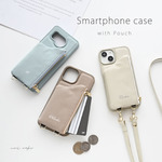 多機種対応 スマホケース カラー リアケース 【 ポーチ 名入れ 】 スマホショルダー コインケース カードケース くすみカラー JE11U