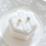 新作　シンプル　18K　高品質　上品　お洒落　繊細　Blue　Stone　ひと粒　ピアス